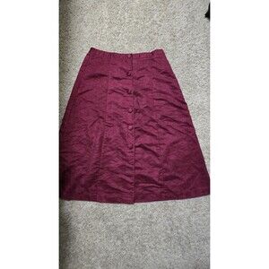 BFA Classics Burgundy Button Front A-Line Skirt sueded plus size 1980s Size 16